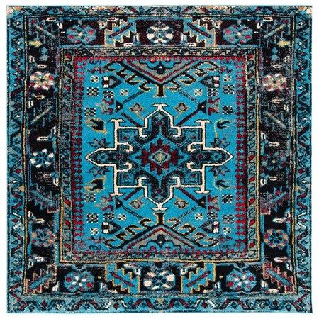 Flowers First 3 x 3 ft. Vintage Hamadan Southwestern Square Rug - Light Blue & Black FL2115134